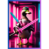 Neon Ninja Ente mit Lichtschwert