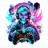 Synthwave Skull Gaming Controller Art