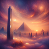 Obelisk vor einer Pyramide