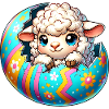Colorful Lamb Hatching from Easter Egg Cartoon