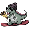 Dino Trex Dinosaur Snowboard Snowboarder
