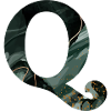 Letter q marbled green
