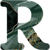 Green Marbled Letter R