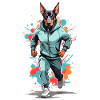 Doberman dog streetwear jogging aesthetic