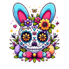 Colorful Sugar Skull Easter Bunny Easter Egg Easter Basket