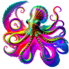 Psychedelic Neon Octopus