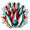 Bowling / Kegeln / Bowlingbahn / Pin / Strike