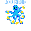 Yummy beer, octopus, beer, illustration