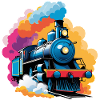 colourful steam locomotive for little railway workers