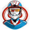 Racer with helmet
