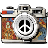 Retro Kamera mit Peace Objektiv
