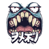 Loudmouth monster with tired eyes