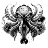 Krake schwarz weiß