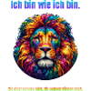Lion psychédélique avec dicton