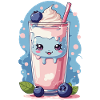 Blueberries Kawaii Anime Milkshake Fun