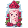 Himbeeren Niedlicher Milchshake Kawaii Anime Spaß