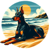 Doberman On The Beach