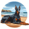 Doberman Laying on the Beach