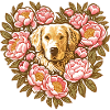 Goldie and Peonies