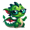 Drache mit Brille in Comicstyle