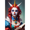 Clown Woman with Three Horns