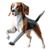 3D Geometrischer Origami-Beagle-Hund