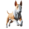 Bullterrier läuft geometrisches 3D-Origami