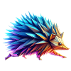 Hedgehog Origami Geometric 3D Neon