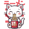 Cat Loves Ramen Bowl Kawaii Anime