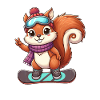 Snowboard Squirrel Winter Adventure