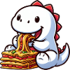 Albino T-Rex Dino Loves Lasagna