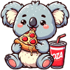 Cute Koala Bear Eats Pizza