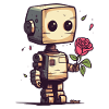 Petit robot avec une rose
