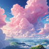 Anime pink clouds