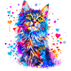 Cute Cat with Hearts