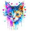 Cat, kitten with hearts