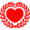 Herz im Lorbeerkranz rot