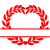 Herz im Lorbeerkranz rot 3