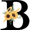 Letter b floral sunflower