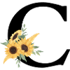 Letter c floral sunflower
