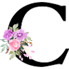 Lila Blumenbuchstabe c
