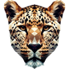 Ein Leopardenkopf im Polygon-Stil