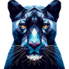 Ein blauer Panther im Polygon-Stil