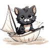 Cute cat on sailing dinghy