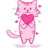Chat rose avec cœur