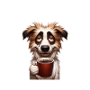 Dog tired with coffee saying