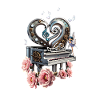 Steampunk piano with heart