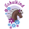Écolier - Poney à fleurs - Bleu violet