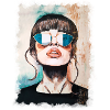 Kunst Frau Sonnenbrille