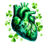 Anatomical heart with shamrocks